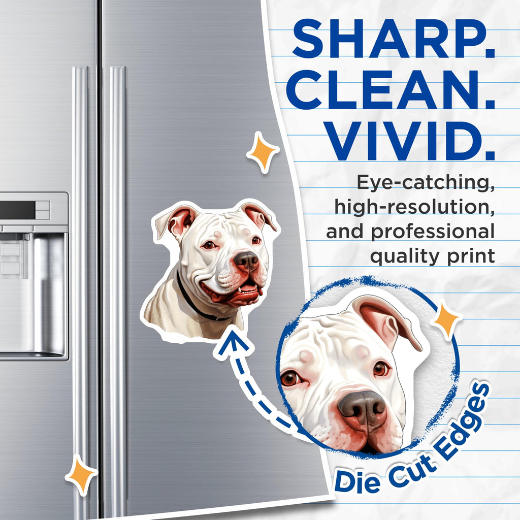 (2 Pack) White Pitbull Dog Magnets - American Pit Bull Terrier - Pet Lover Fridge Locker Accessory - 5 Inches On Longest Side - Thick Durable Magnet - Made in USA - MAG26158