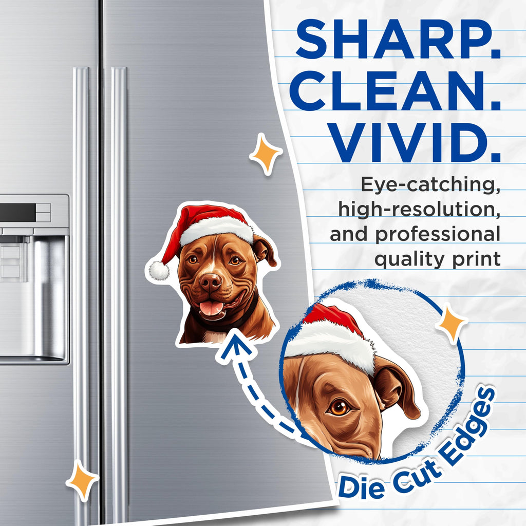 (2 Pack) Pitbull Santa Magnets - Christmas Dog Fridge Decor - Holiday Pet Lover - Pibble Dog Lover - 5 Inches On Longest Side - Thick Durable Magnet - Made in USA - MAG25223