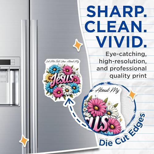(2 Pack) Jesus Flower Magnets - Floral Christian - Inspirational Magnet - 5" On Longest Side - for Cars, Fridges, Toolboxes - Made in USA - MAG3744