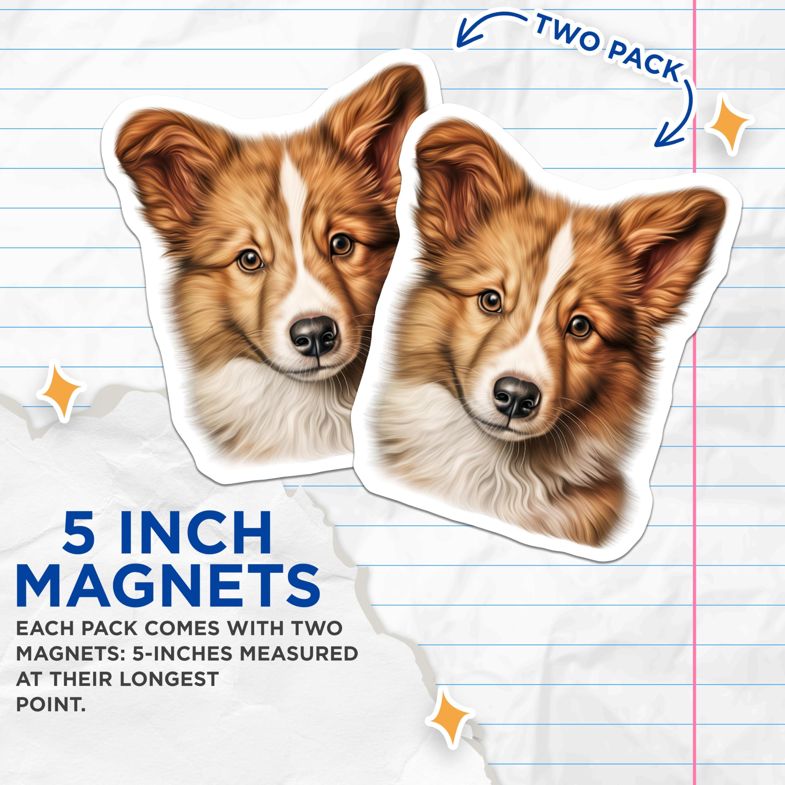 (2 Pack) Corgi Puppy Magnets - Dog Lover Decor - Pet Parent Kitchen Art - 5 Inches On Longest Side - Thick Durable Magnet - Made in USA - MAG29829