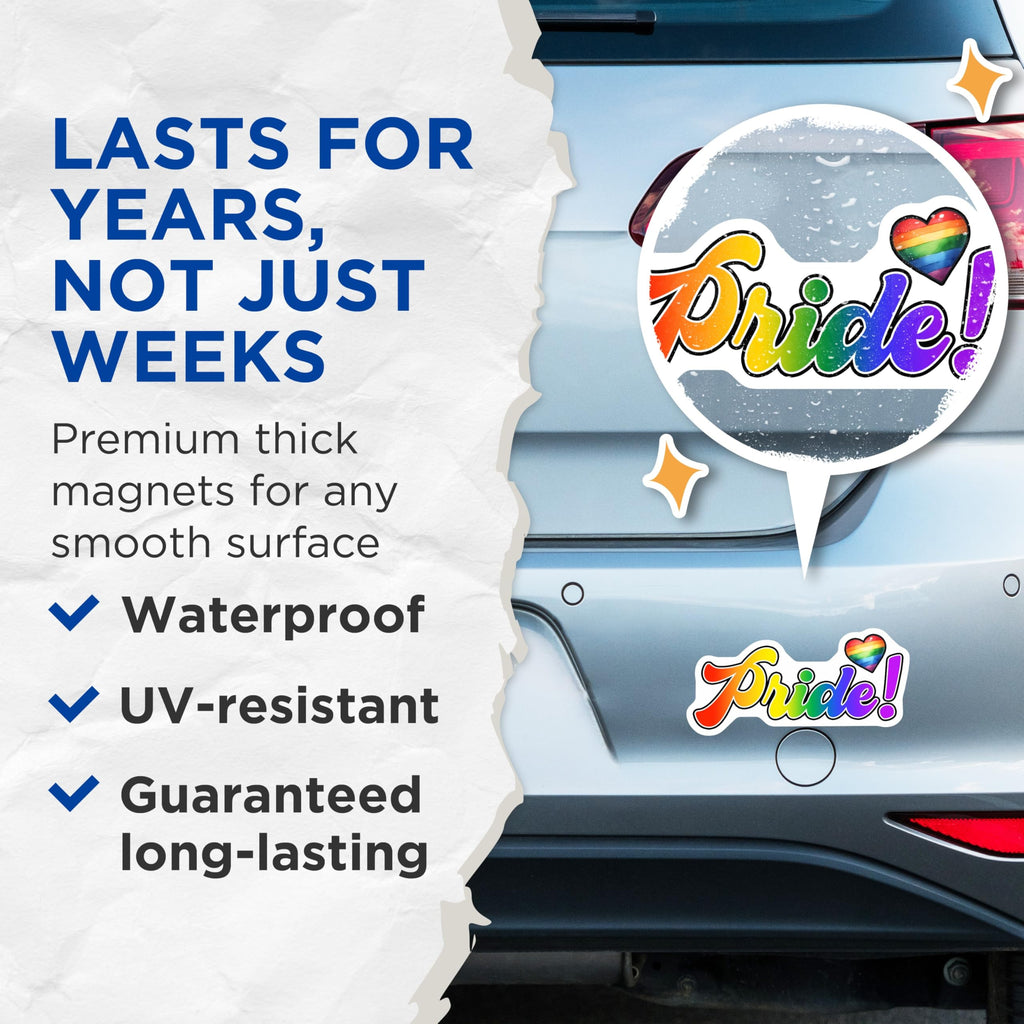(2 Pack) Pride Magnets - LGBTQ Decor - Rainbow Heart Fridge Magnets - 5" On Longest Side - Premium Magnet - for Cars, Refrigerators, Toolboxes, Lockers - Made in USA - MAG17001