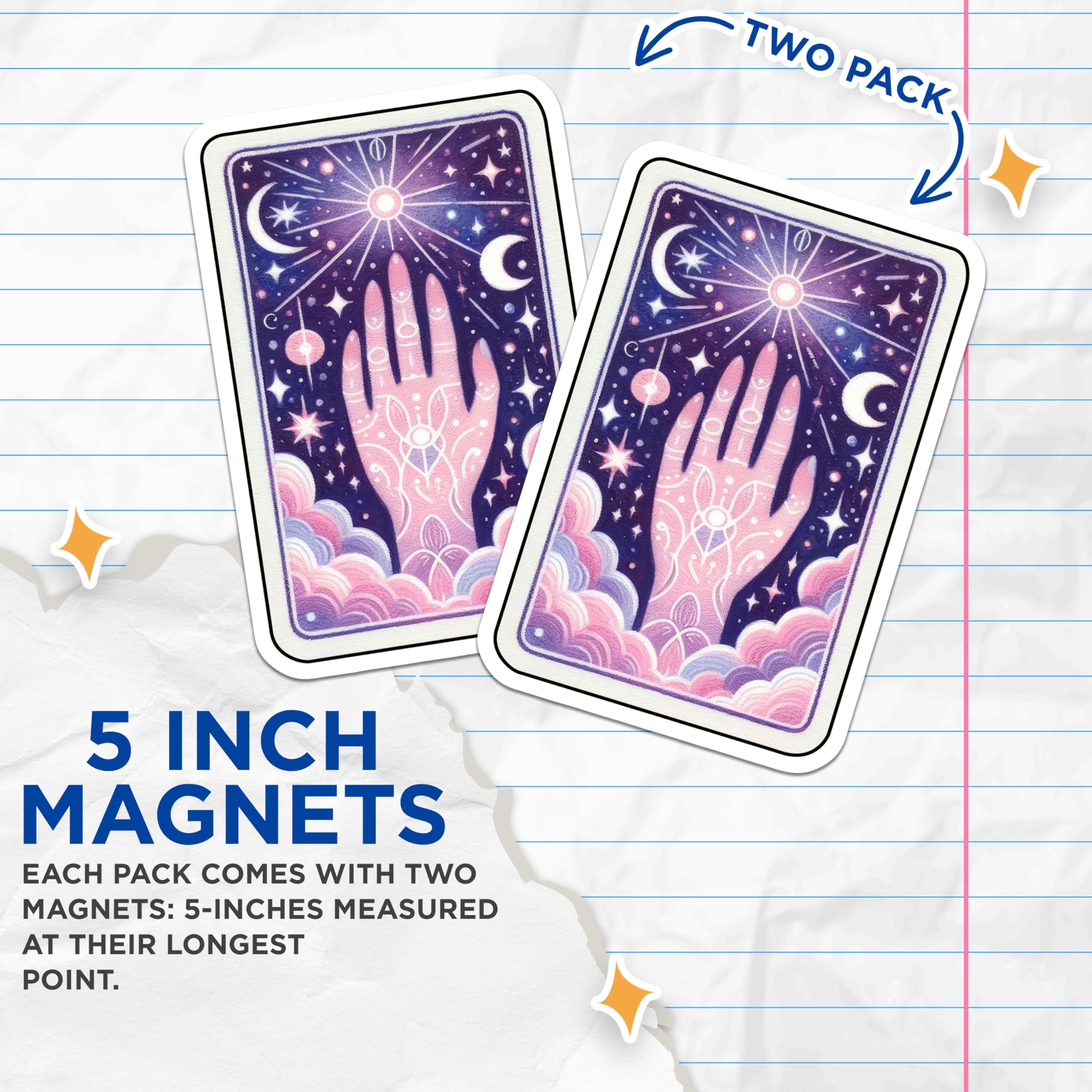 (2 Pack) Celestial Hand Magnets - Cosmic Palmistry Fortune Teller Art - Mystical Spiritual Witchy Aesthetic Decor - 5 Inches On Longest Side - Thick Durable Magnet - Made in USA - MAG21110