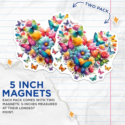 (2 Pack) Colorful Home Decor Magnet - 5" On Longest Side - Sticks to Smooth Flat Surfaces - Made in USA - MAG10072