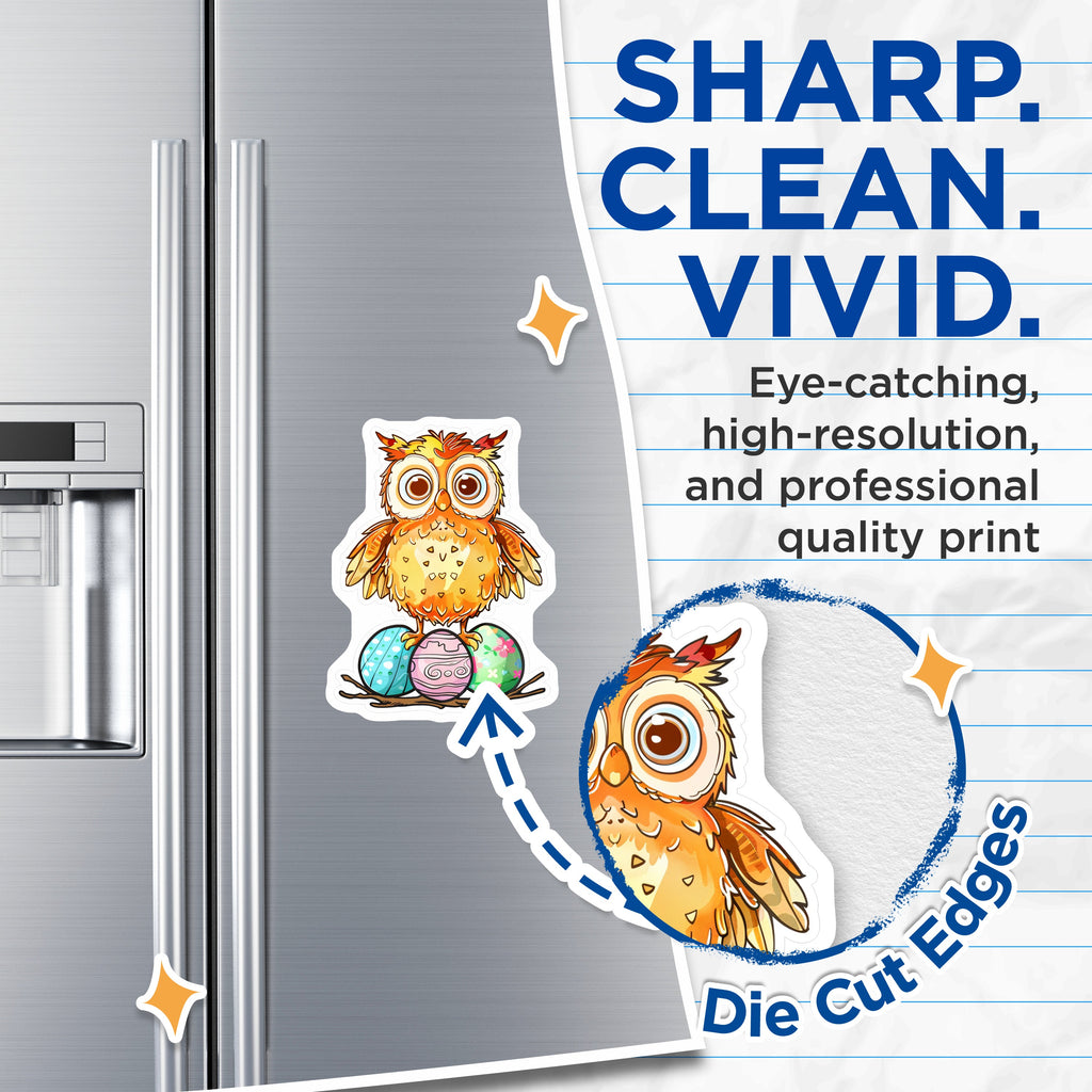 (2 Pack) Easter Owl Magnets - Spring Kitchen Decor - Cute Animal Fridge Magnet - 5 Inches On Longest Side - Thick Durable Magnet - Made in USA - MAG37326