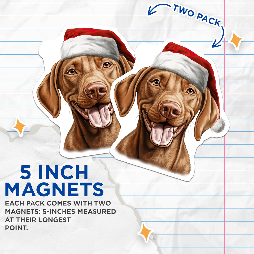 (2 Pack) Christmas Dog Magnets - Festive Pet Lover Decor - Holiday Canine Fridge Art - 5 Inches On Longest Side - Thick Durable Magnet - Made in USA - MAG25922