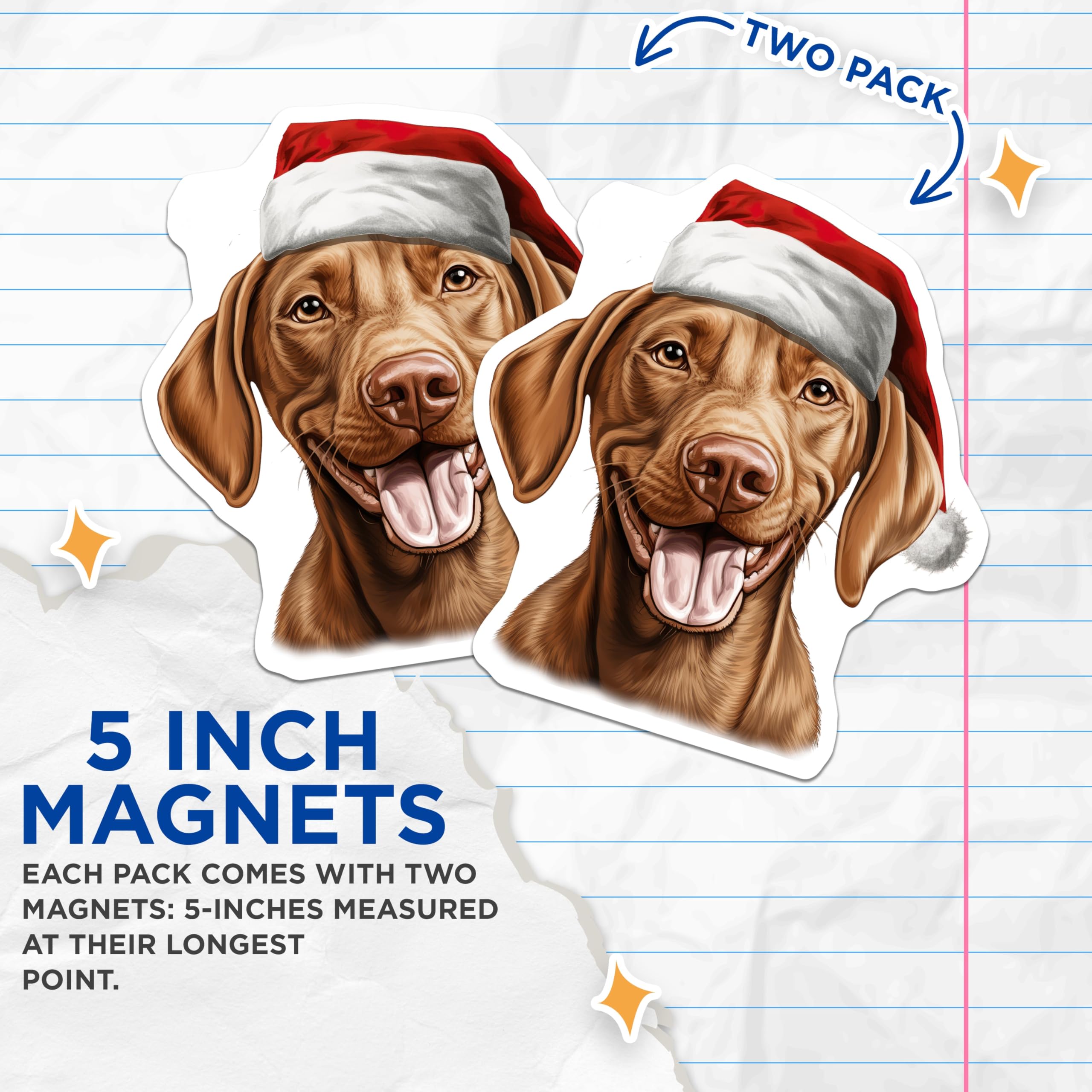 (2 Pack) Christmas Dog Magnets - Festive Pet Lover Decor - Holiday Canine Fridge Art - 5 Inches On Longest Side - Thick Durable Magnet - Made in USA - MAG25922