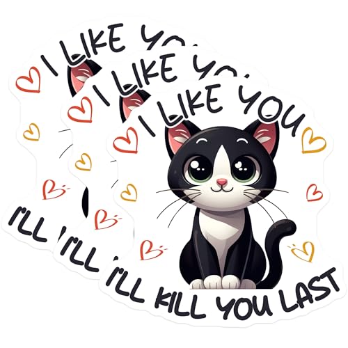 (3 Pack) Cat Decals - Funny Cat Saying Decal - Laptop Decals - 3 Inches On Longest Side - Easy Peel & Apply - Made in USA - 3MCS6116