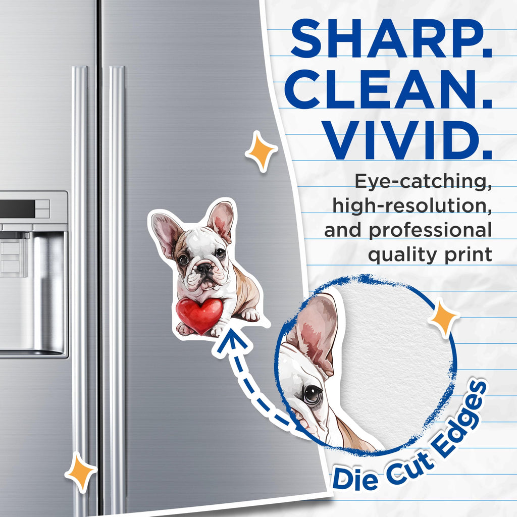 (2 Pack) French Bulldog Magnets - Heart Holding Dog - Dog Lover Fridge Decor - 5" On Longest Side - Premium Magnet - for Cars, Refrigerators, Toolboxes, Lockers - Made in USA - MAG16654