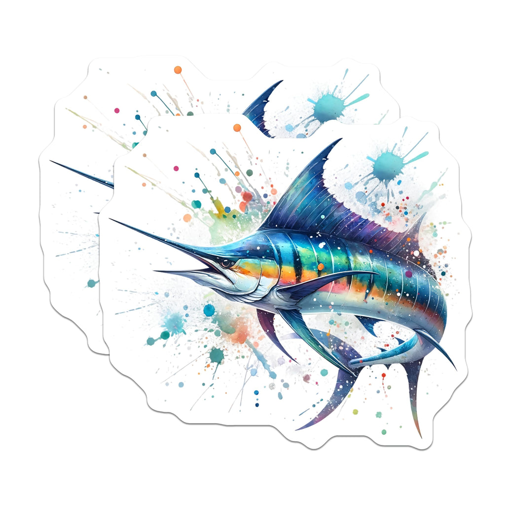 (2 Pack) Marlin Fish Magnets - Ocean Decor - Fishing Enthusiast Art - 5" On Longest Side - Premium Magnet - for Cars, Refrigerators, Toolboxes, Lockers - Made in USA - MAG14800