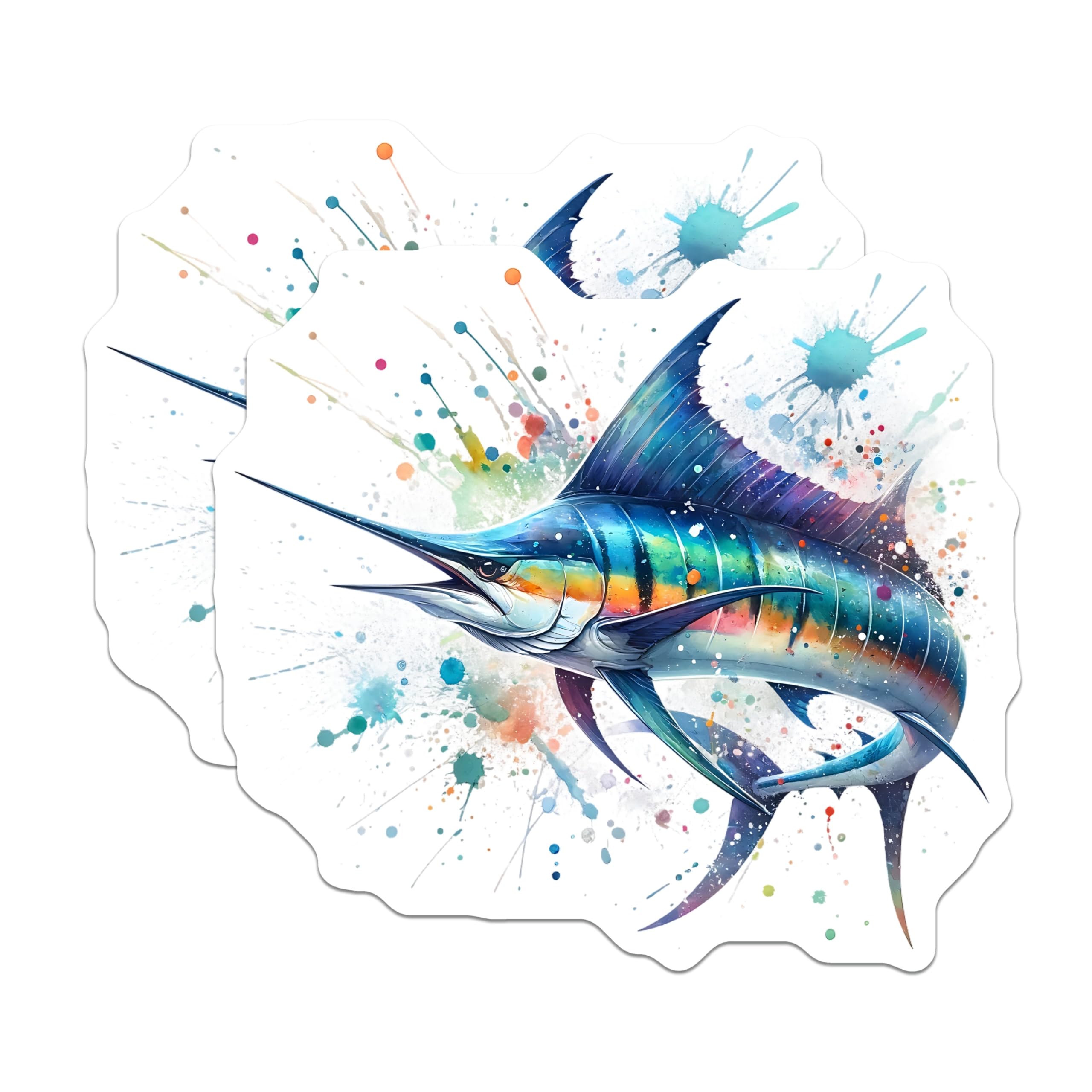 (2 Pack) Marlin Fish Magnets - Ocean Decor - Fishing Enthusiast Art - 5" On Longest Side - Premium Magnet - for Cars, Refrigerators, Toolboxes, Lockers - Made in USA - MAG14800
