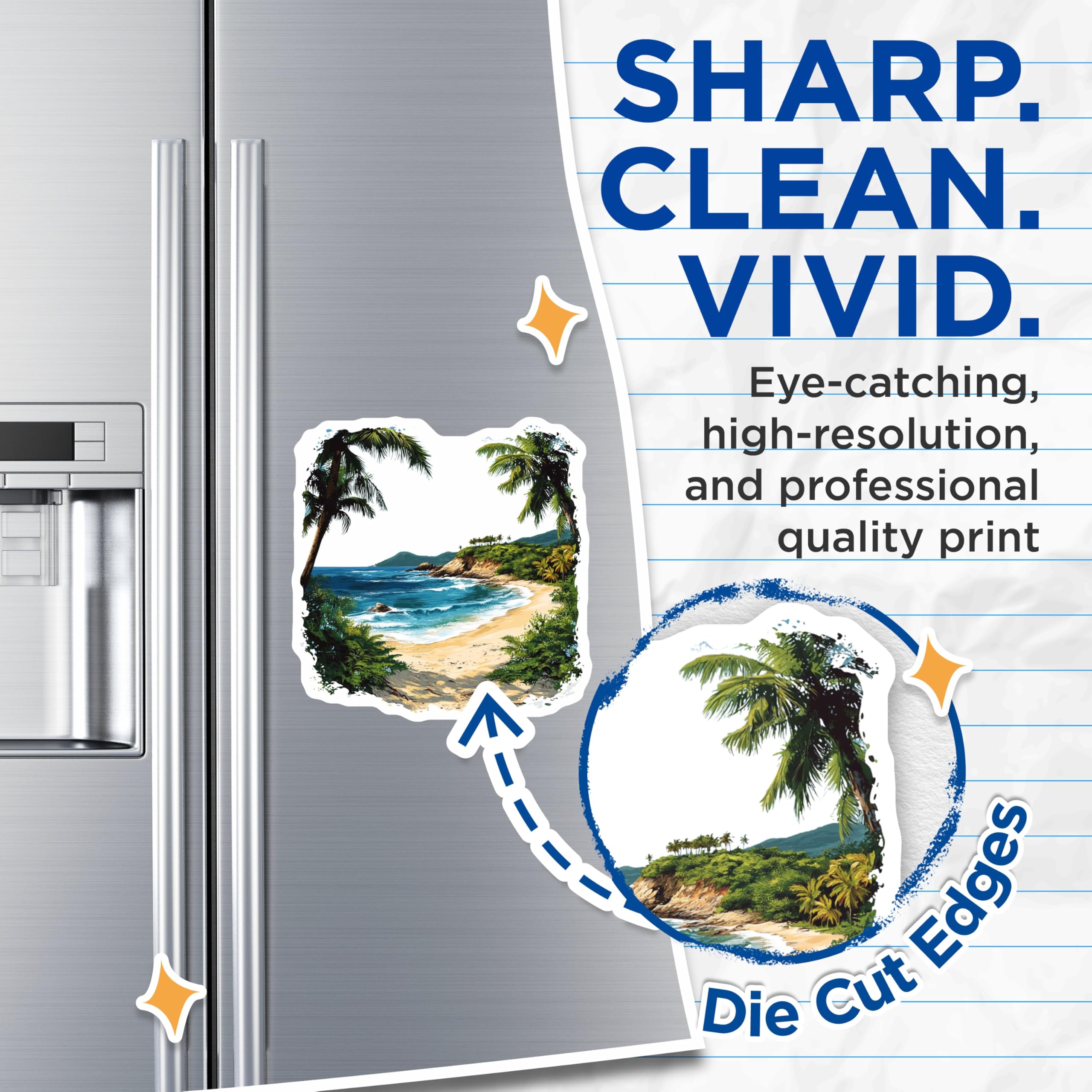 (2 Pack) Tropical Beach Magnets - Ocean View Palm Tree Refrigerator Decor - Coastal Home Accent for Vacation Lovers - 5 Inches On Longest Side - Thick Durable Magnet - Made in USA - MAG27693