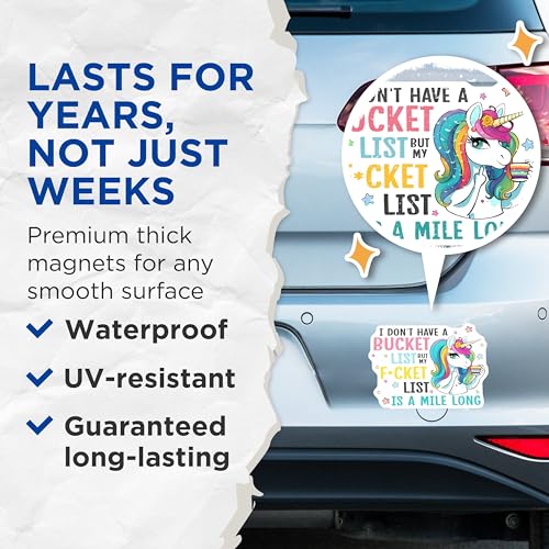 (2 Pack) Unicorn Fun Quotes Magnets - Rainbow Unicorn Decor - 5" On Longest Side - for Cars, Fridges, Toolboxes - Made in USA - MAG7801