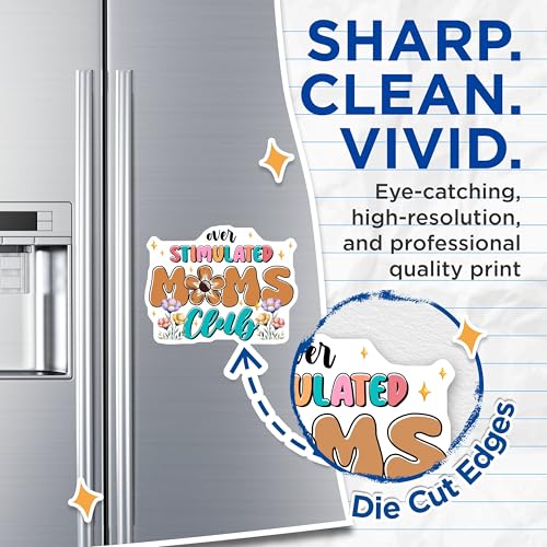 (2 Pack) Over Stimulated Moms Club Magnets - Funny Mom - Parenting Humor - Mother's Day Decor - Flower Design - 5" On Longest Side - for Cars, Fridges, Toolboxes - Made in USA -