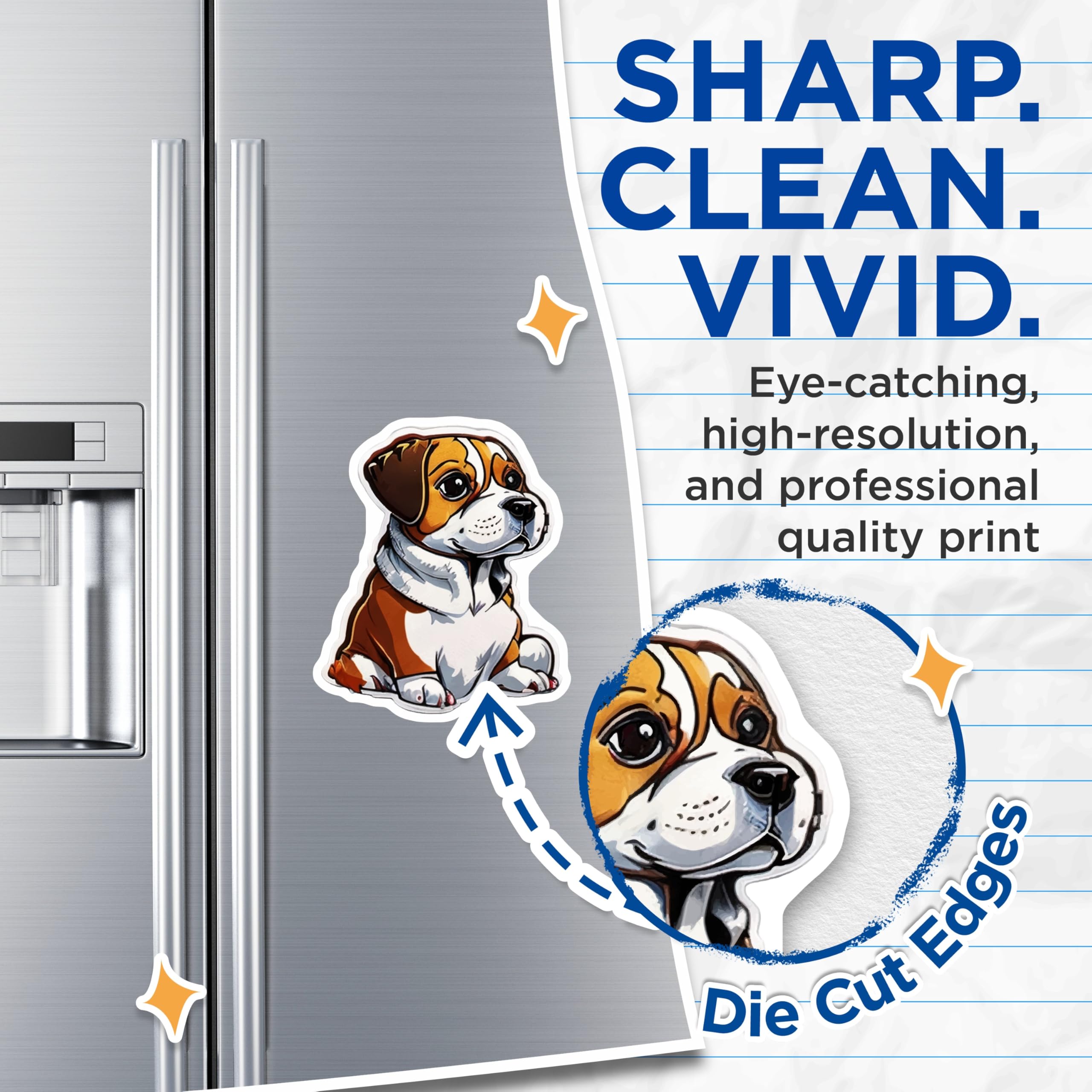 (2 Pack) Illustrated Puppy Magnets - Beagle Dog Decor - Dog Lover Refrigerator Magnets - 5 Inches On Longest Side - Thick Durable Magnet - Made in USA - MAG22947