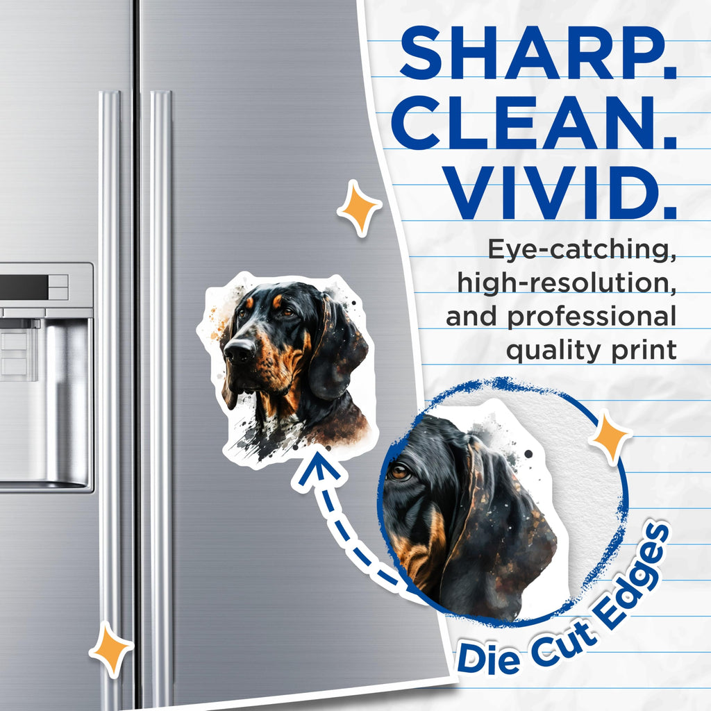 (2 Pack) Black and Tan Coonhound Magnets - Watercolor Dog Art - Pet Lover Home Accent - 5 Inches On Longest Side - Thick Durable Magnet - Made in USA - MAG29468