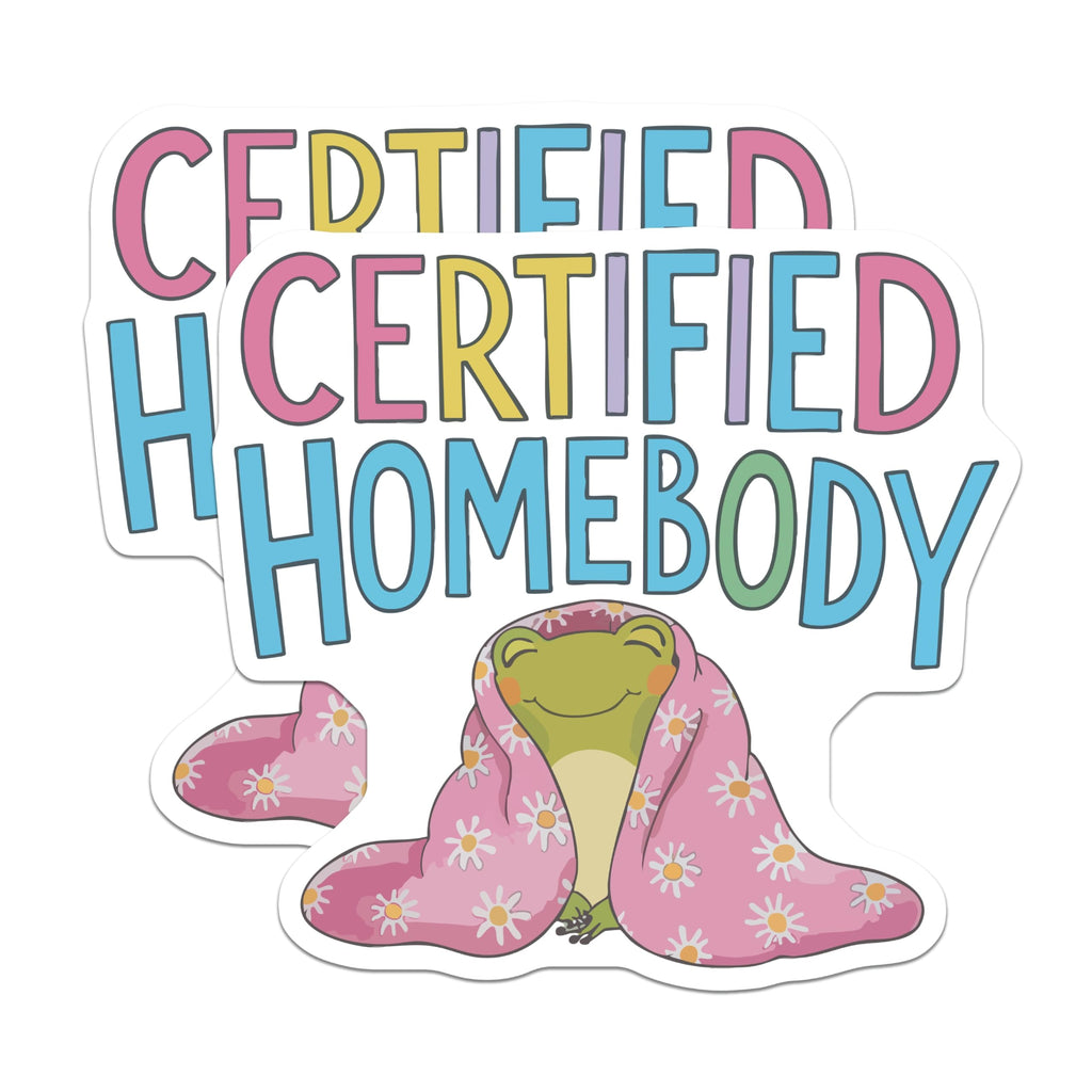 (2 Pack) Certified Homebody Magnets - Cozy Frog Decor - Introvert Aesthetic Accessories - 5 Inches On Longest Side - Thick Durable Magnet - Made in USA - MAG20254