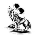 (2 Pack) Howling Wolf Magnets - Wilderness Animal Decor - Mystical Moon Phase Art - Nature Lover Accessory - 5 Inches On Longest Side - Thick Durable Magnet - Made in USA - MAG39684