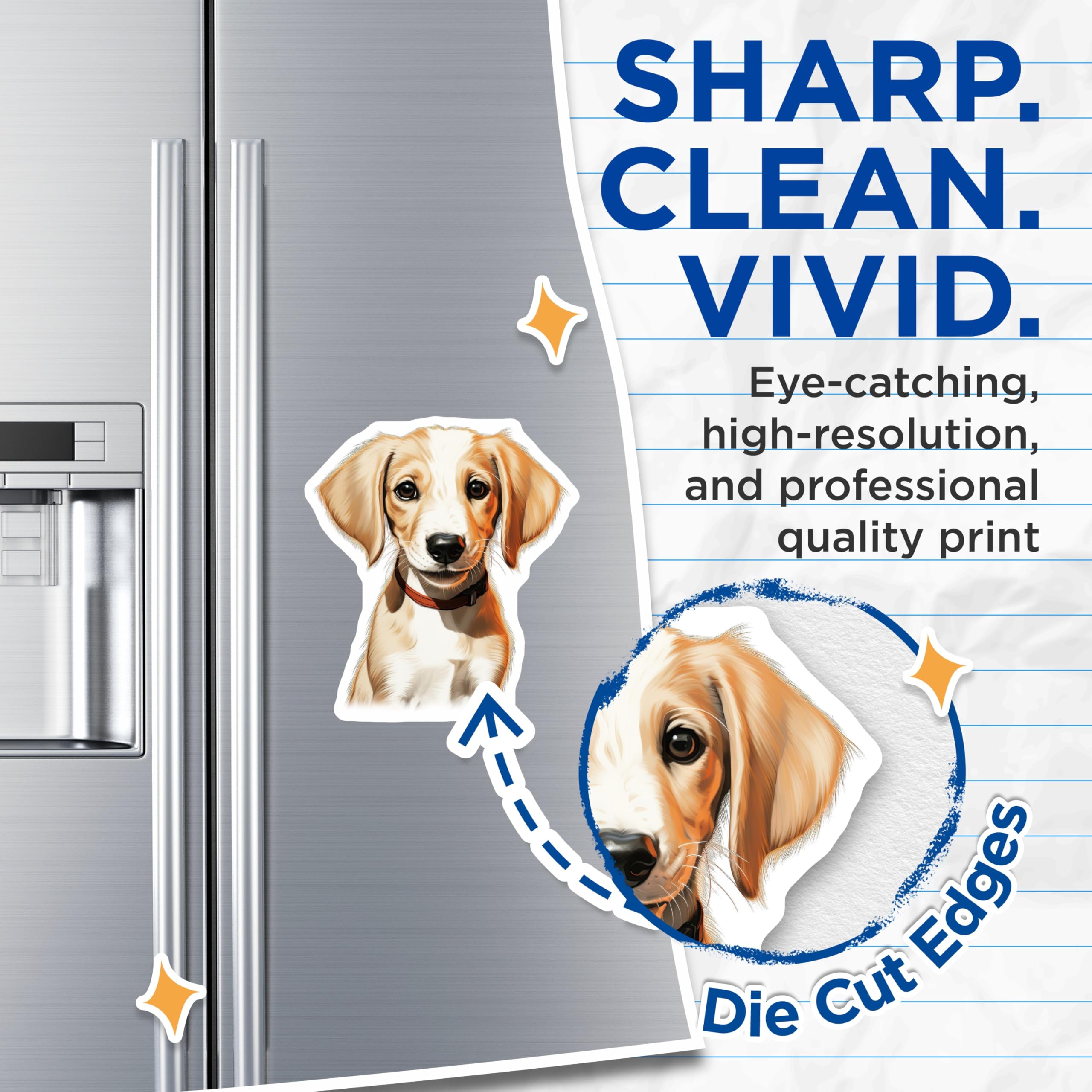 (2 Pack) Cute Puppy Magnets - Adorable Dog Lover Fridge Decor - Pet Owner Kitchen Accessories - New Puppy Parent Present - 5 Inches On Longest Side - Thick Durable Magnet - Made in USA - MAG28677