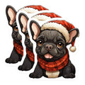 (3 Pack) Christmas Bulldog Decals - Holiday Dog Decal - Cute Puppy Decals - 3 Inches On Longest Side - Easy Peel & Apply - Made in USA - 3MCS2711