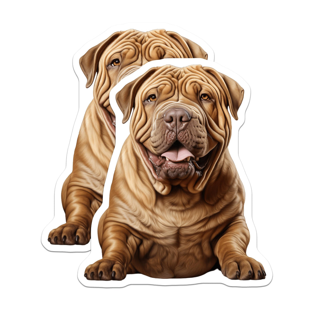 (2 Pack) Shar Pei Dog Magnets - Wrinkled Dog Breed Lover Decor - Unique Canine Art Pet Owner Accessories - 5 Inches On Longest Side - Thick Durable Magnet - Made in USA - MAG25962