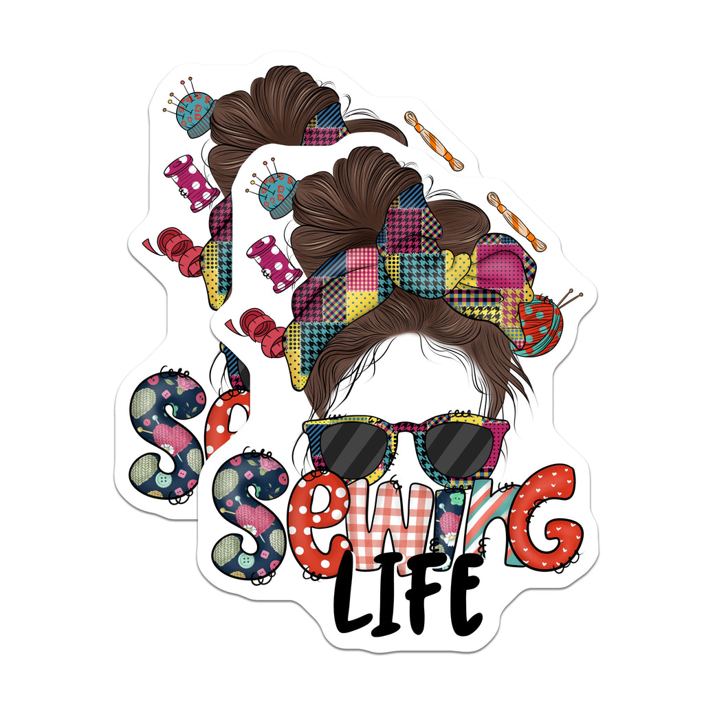 (2 Pack) Sewing Life Messy Bun Magnets - Crafter Enthusiast - Seamstress Decor for Hobby Room - 5 Inches On Longest Side - Thick Durable Magnet - Made in USA - MAG37595