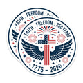 (2 Pack) 1776 2026 Anniversary Magnets - Faith Freedom USA Cross - Patriotic Celebration Bicentennial - 5 Inches On Longest Side - Thick Durable Magnet - Made in USA - MAG21375