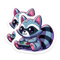 (2 Pack) Adorable Raccoon Gamer Magnets - Kawaii Animal Gaming Decor - Video Game Console Art for Fridge Locker Game Room - 5 Inches On Longest Side - Thick Durable Magnet - Made in USA - MAG37454