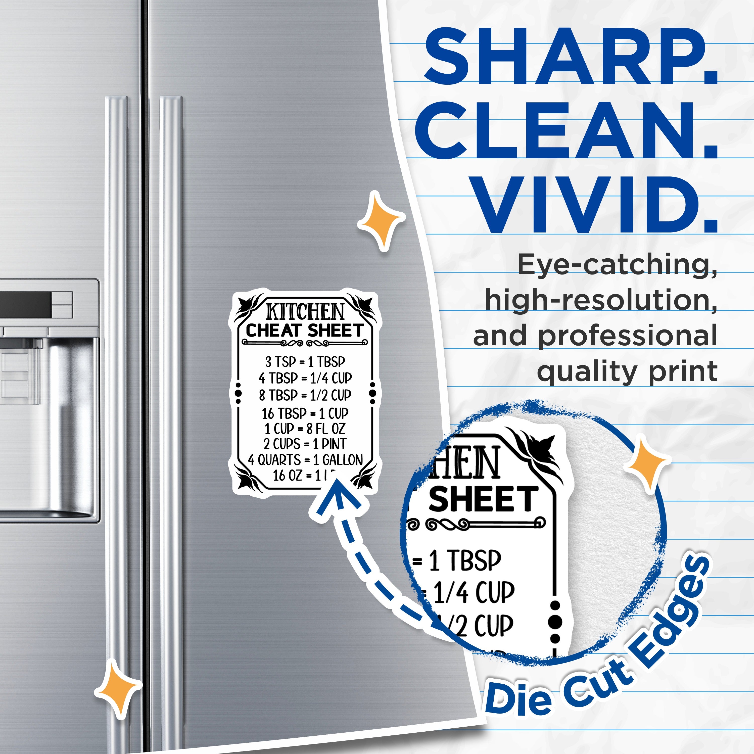 (2 Pack) Kitchen Conversion Magnets - Measurement Cheat Sheet - Baking Cooking Guide - Farmhouse Kitchen Decor - 5 Inches On Longest Side - Thick Durable Magnet - Made in USA - MAG36376