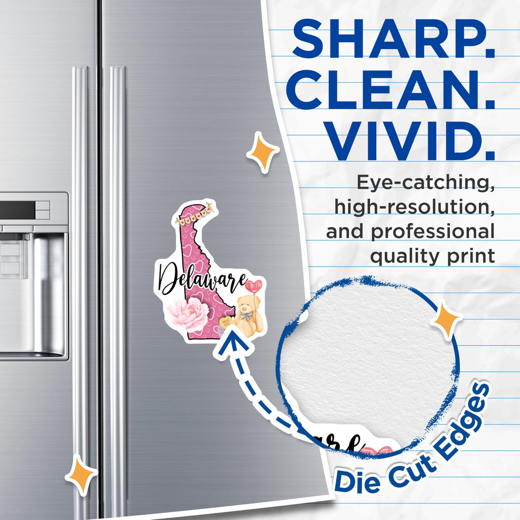(2 Pack) Delaware State Magnets - Teddy Bear Candy Hearts - Pink Heart Magnets - 5" On Longest Side - Premium Magnet - for Cars, Refrigerators, Toolboxes, Lockers - Made in USA - MAG18604