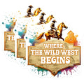 (3 Pack) Wild West Decals - Cowboy Horse Decals - Western Decor Sticker- 3 Inches On Longest Side - Easy Peel & Apply - Made in USA - 3MCS5400
