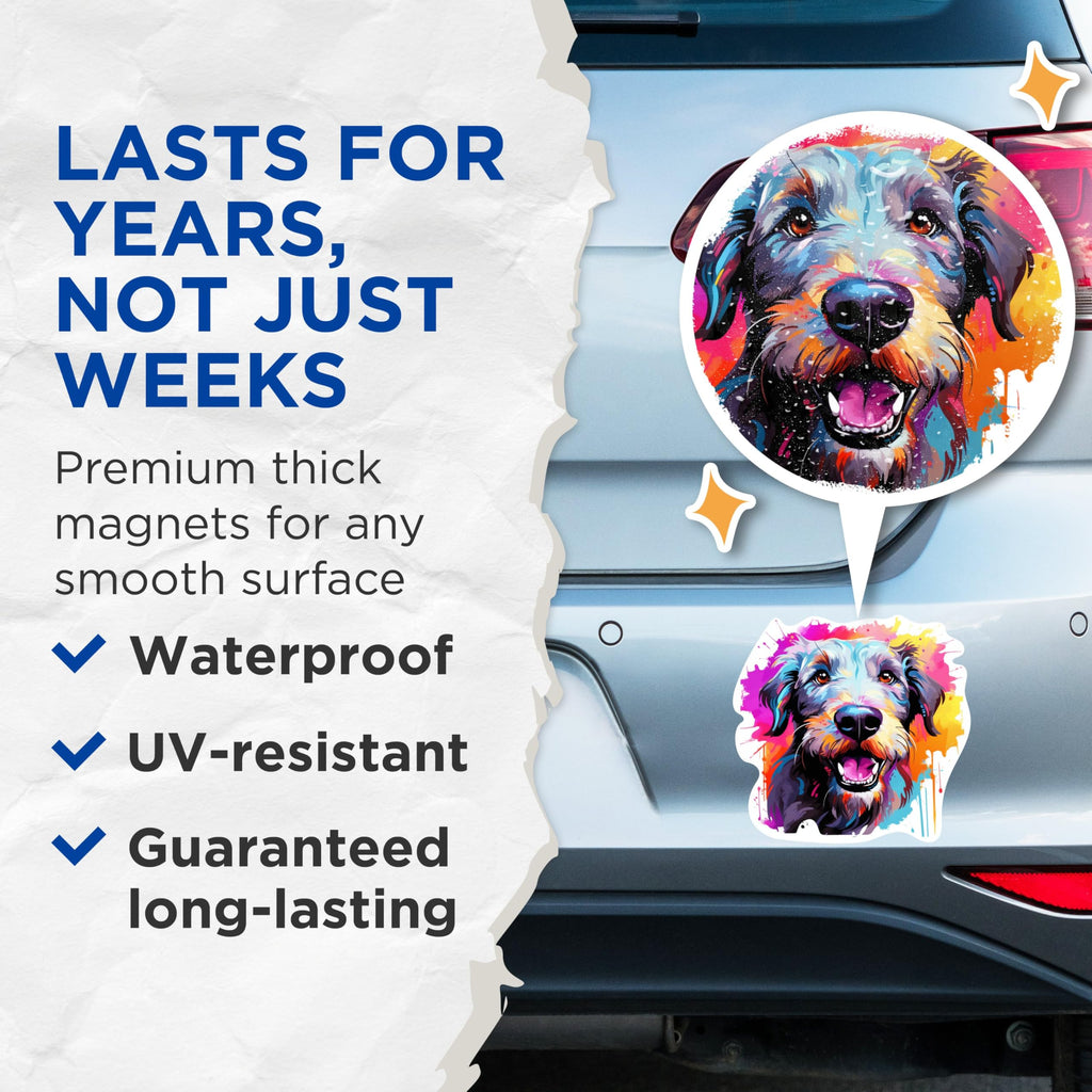 (2 Pack) Irish Wolfhound Dog Breed Magnets - 5 Inches On Longest Side - Choose from Over 100 Dog Breeds - for Cars, Refrigerators, Toolboxes - Made in USA - MAG1880
