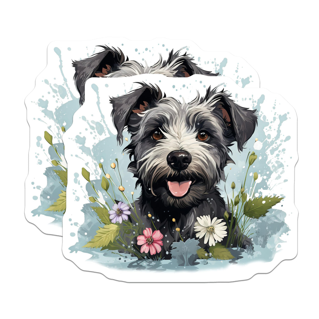 (2 Pack) Schnauzer Dog Magnets - Floral Spring Decor - Pet Lover Home Decor - Cute Animal Fridge Magnets - 5 Inches On Longest Side - Thick Durable Magnet - Made in USA - MAG29015