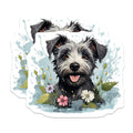 (2 Pack) Schnauzer Dog Magnets - Floral Spring Decor - Pet Lover Home Decor - Cute Animal Fridge Magnets - 5 Inches On Longest Side - Thick Durable Magnet - Made in USA - MAG29015