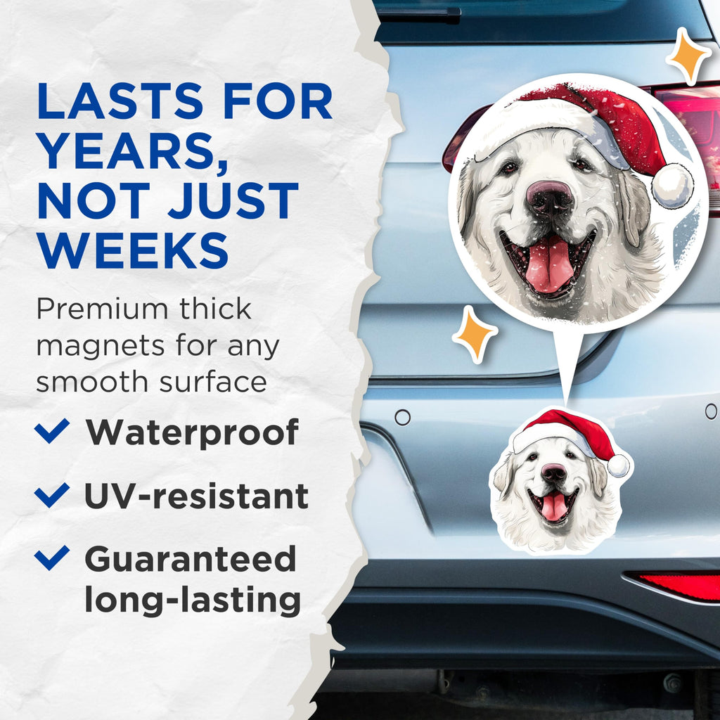 (2 Pack) Great Pyrenees Christmas Magnets - Festive Dog Decor - Dog Lover Holiday - 5 Inches On Longest Side - Thick Durable Magnet - Made in USA - MAG28527