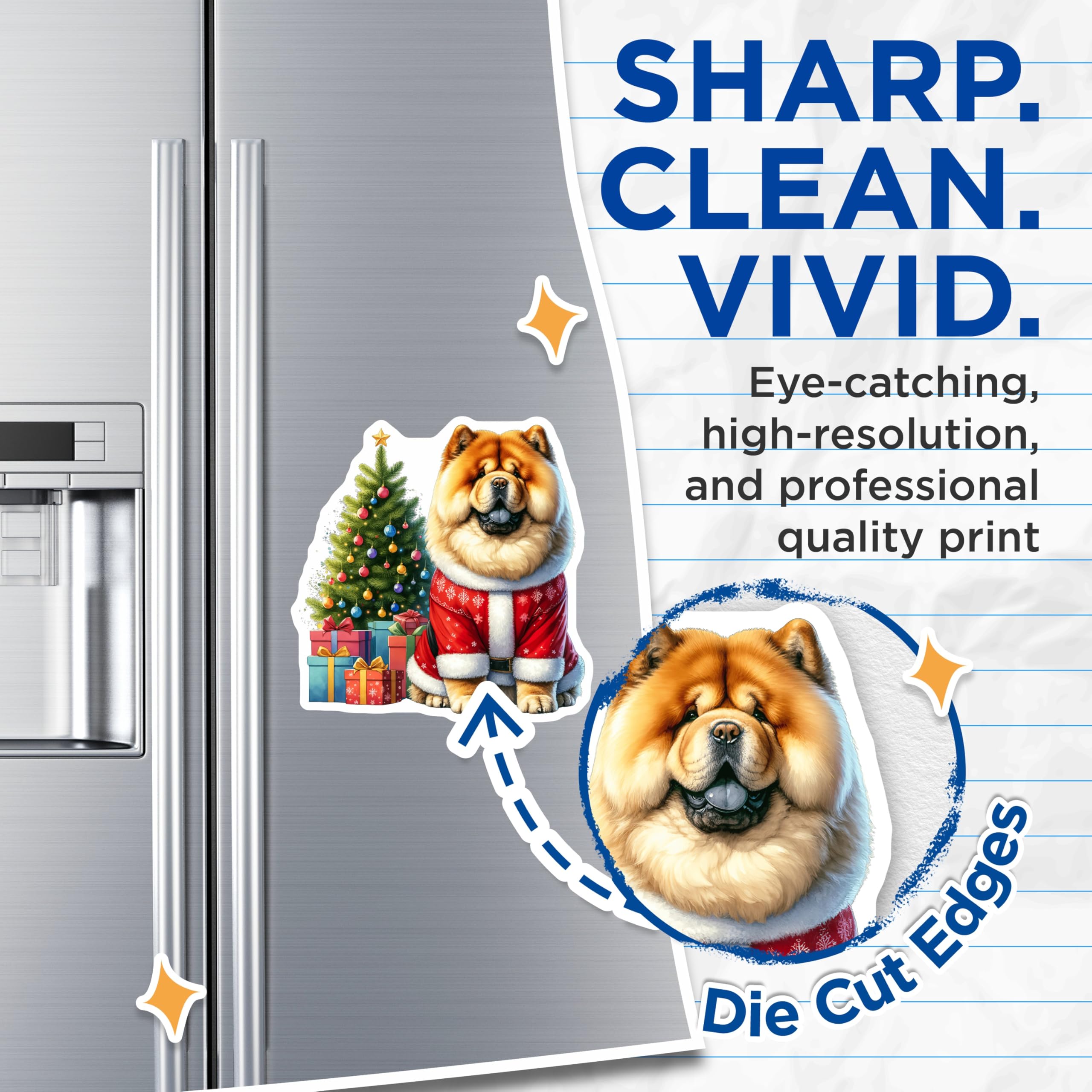 (2 Pack) Chow Chow Christmas Magnets - Santa Dog Holiday - Pet Lover Decor - 5 Inches On Longest Side - Thick Durable Magnet - Made in USA - MAG25086