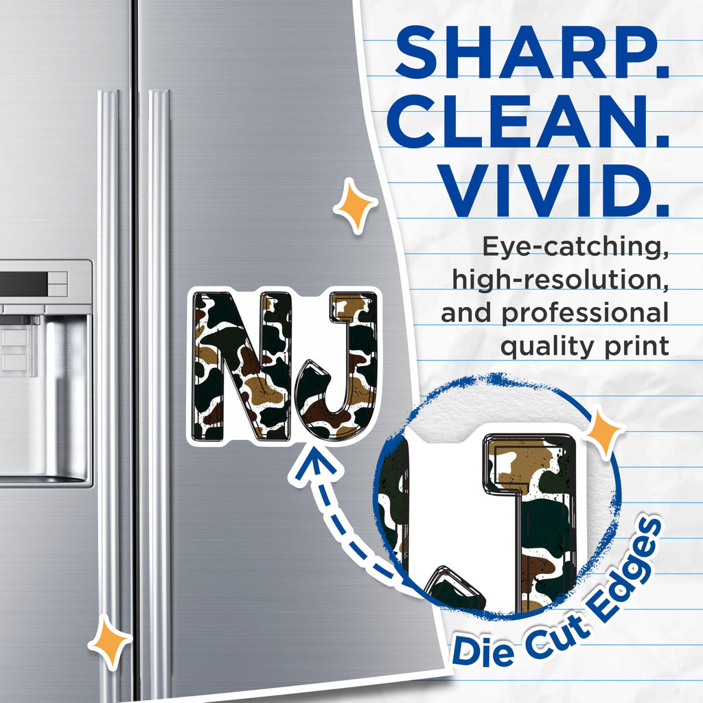 (2 Pack) NJ Camouflage Magnets - New Jersey State Decor - Military Design Aesthetic - 5 Inches On Longest Side - Thick Durable Magnet - Made in USA - MAG22264