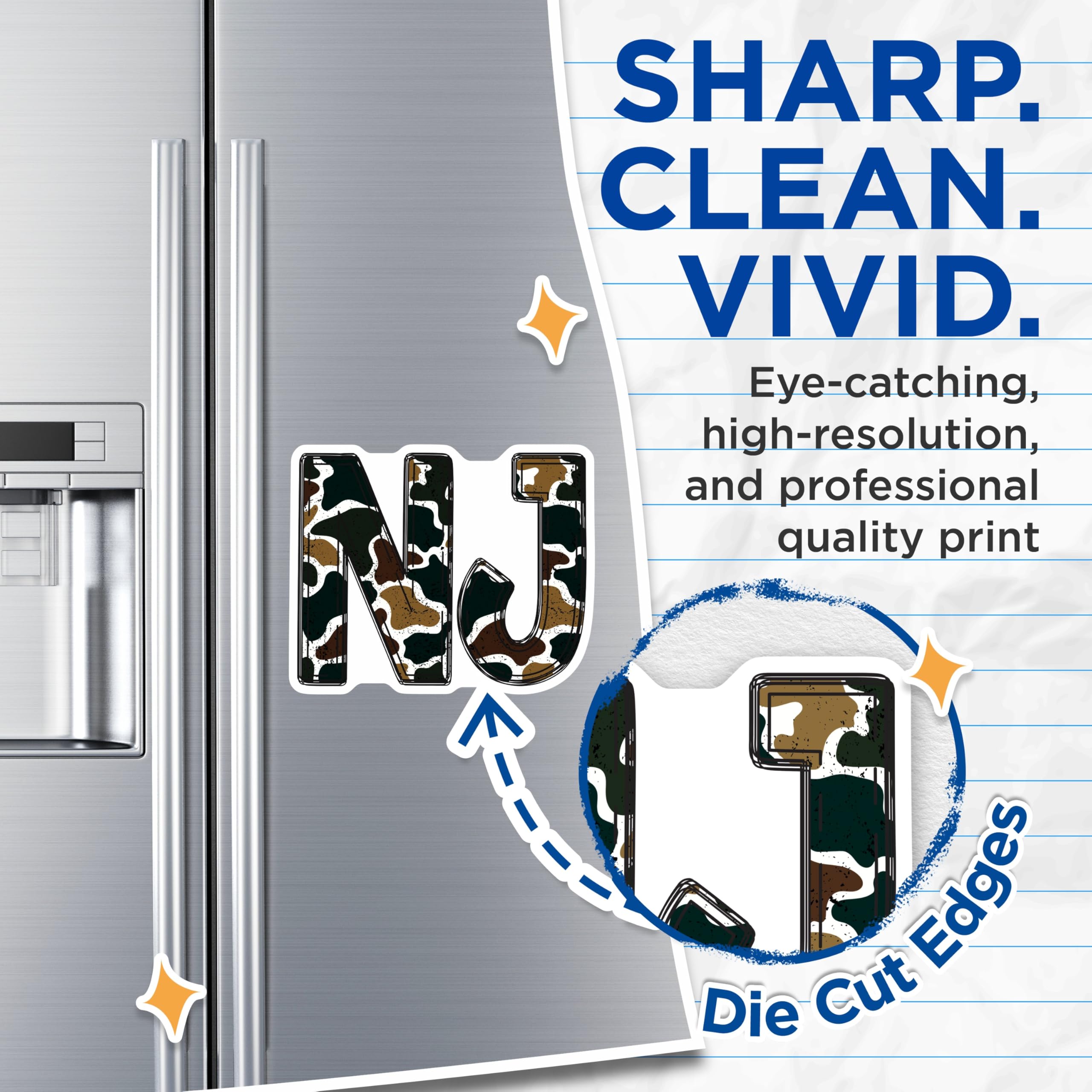(2 Pack) NJ Camouflage Magnets - New Jersey State Decor - Military Design Aesthetic - 5 Inches On Longest Side - Thick Durable Magnet - Made in USA - MAG22264