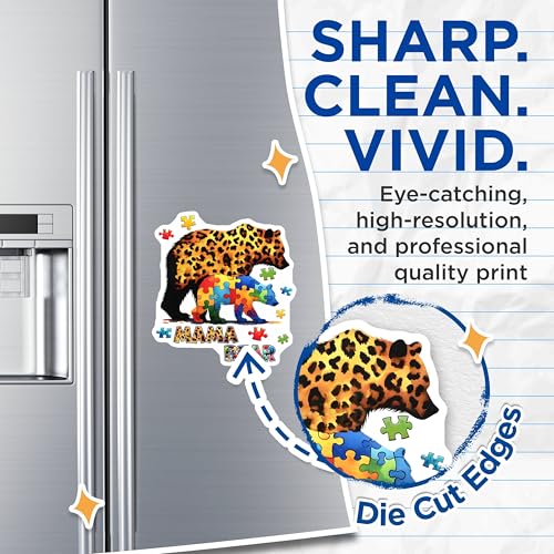 (2 Pack) Mama Bear Magnets - Puzzle Bear Design - 5" On Longest Side - for Cars, Fridges, Toolboxes - Made in USA - MAG8128