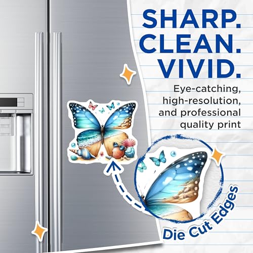 (2 Pack) Butterfly Beach Vibes Magnets - Coastal Decor - Nature Inspired - Summer Theme - 5" On Longest Side - for Cars, Fridges, Toolboxes - Made in USA - MAG7123