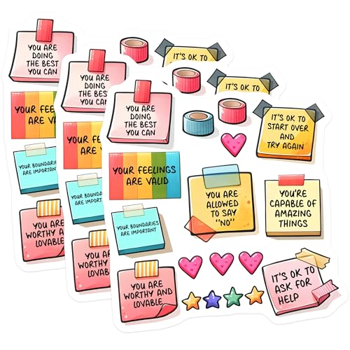 (3 Pack) Affirmations Decals - Positive Reminders Stickers - Self Love Stickers - 3 Inches On Longest Side - Easy Peel & Apply - Made in USA - 3MCS7080