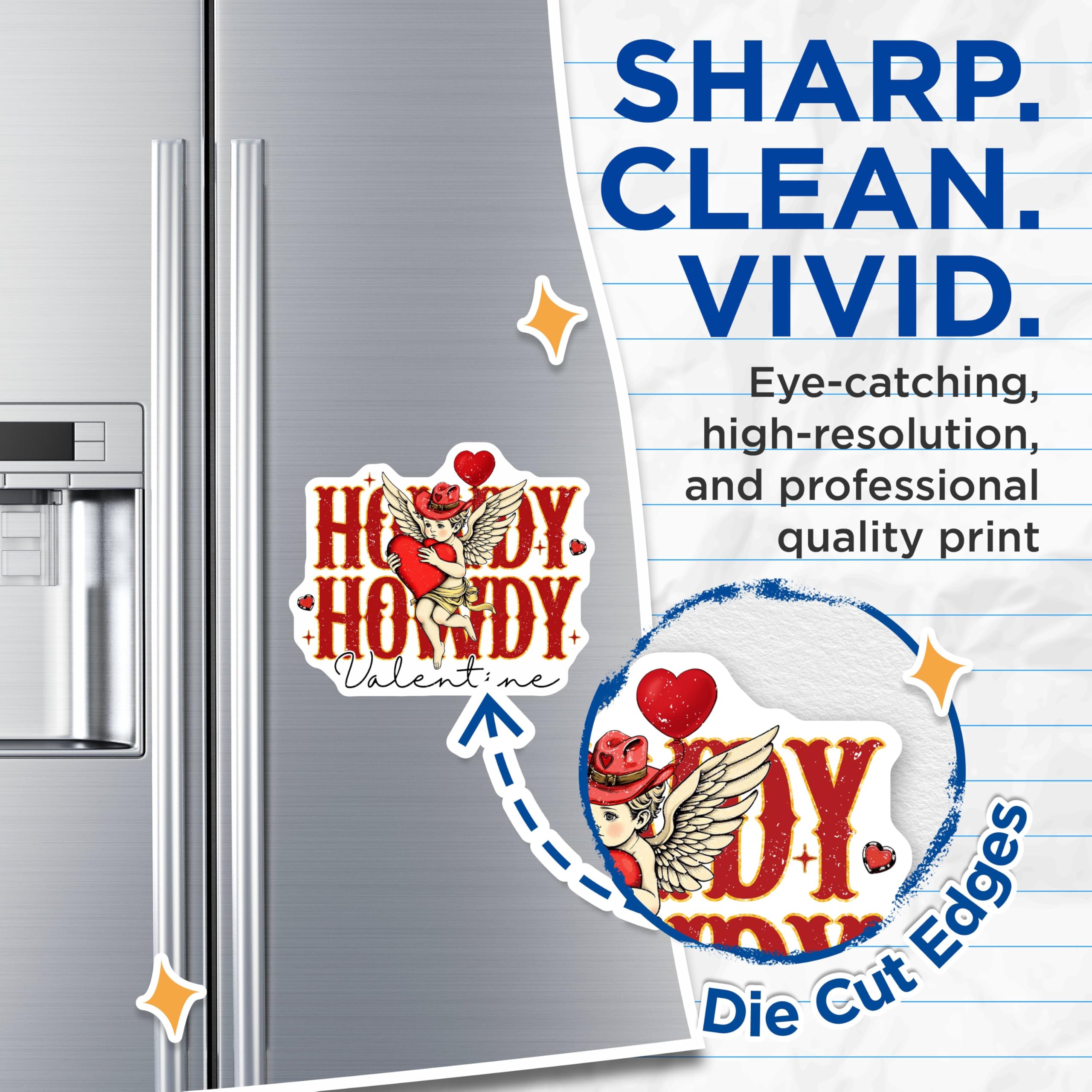 (2 Pack) Howdy Valentine Magnets - Cute Valentine Angel Magnets - Romantic Theme Heart Magnets - 5" On Longest Side - for Cars, Refrigerators, Toolboxes, Lockers - Made in USA BMCS3495
