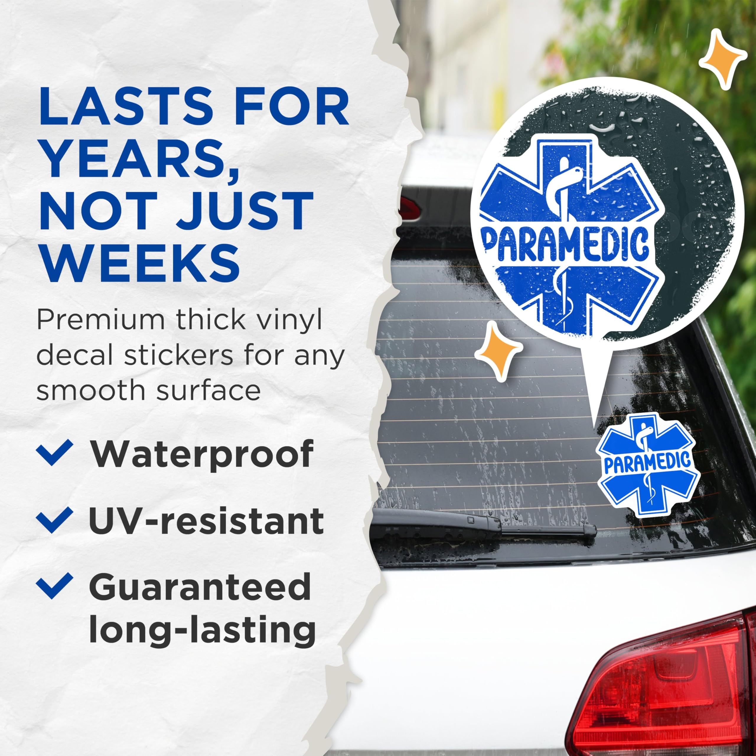 (2 Pack) Paramedic Stickers - Emergency Medical Services - EMT First Responder Vinyl - Ambulance Paramedic - 5" On Longest Side - Sticks to Smooth Flat Surfaces - Made in USA - BMCS5237