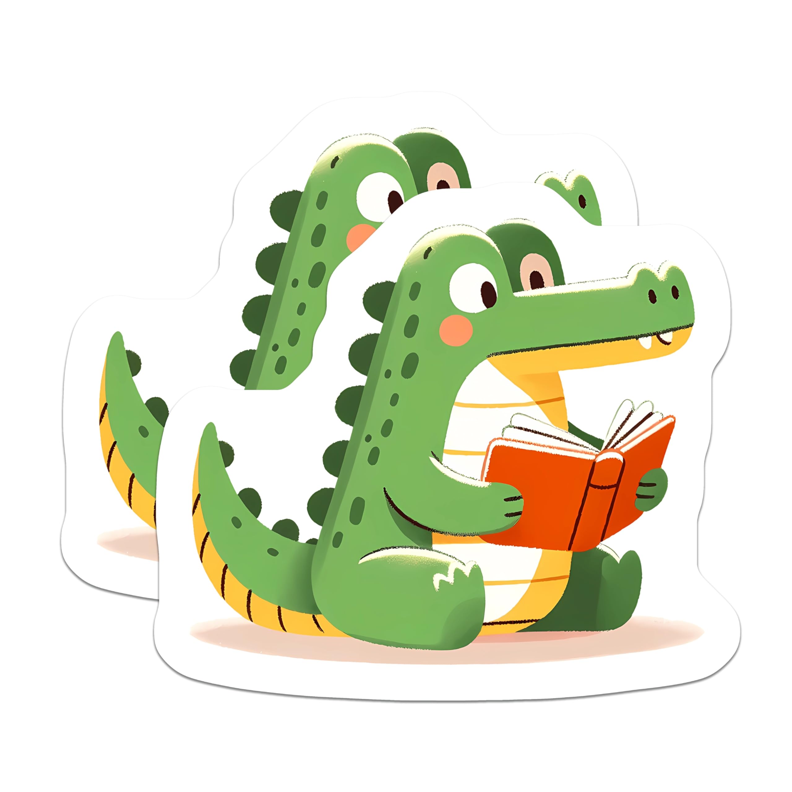 (2 Pack) Alligator Reading Magnets - Cute Crocodile Book Lover Decor - Whimsical Literary Animal Home Refrigerator Display - 5 Inches On Longest Side - Thick Durable Magnet - Made in USA - MAG21593