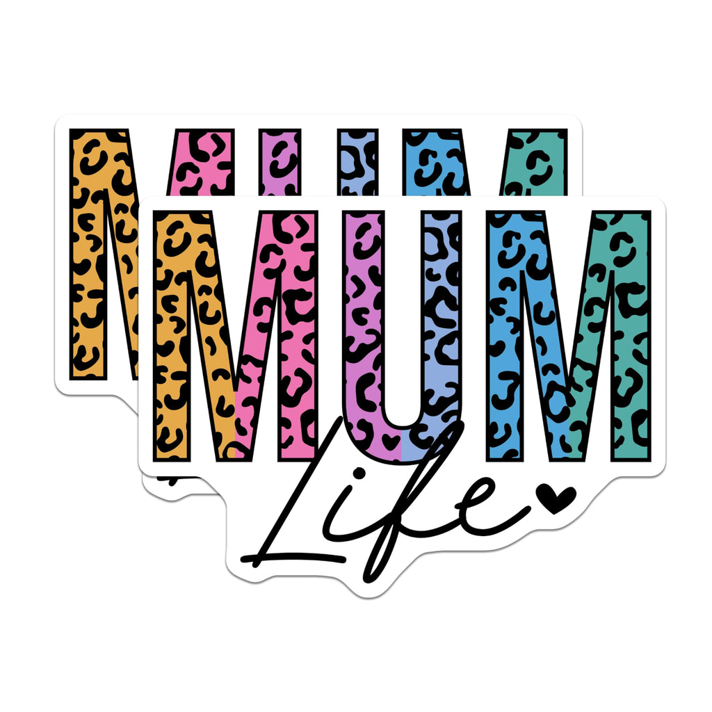 (2 Pack) Leopard Print Mum Life Magnets - Colorful Mum Magnets - Fun Leopard Pattern Magnets - 5" On Longest Side - for Cars, Refrigerators, Toolboxes, Lockers - Made in USA BMCS3531