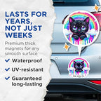 (2 Pack) Cute Black Cat Magnets - Rainbow Cat Magnets - Quirky Cat Art Magnets - I'm Over It Magnets - 5" On Longest Side - for Cars, Fridges, Toolboxes - Made in USA - MAG4583