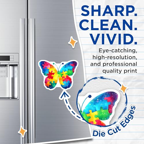 (2 Pack) Butterfly Puzzle Piece Magnets - Autism Awareness - 5" On Longest Side - for Cars, Fridges, Toolboxes - Made in USA - MAG7895
