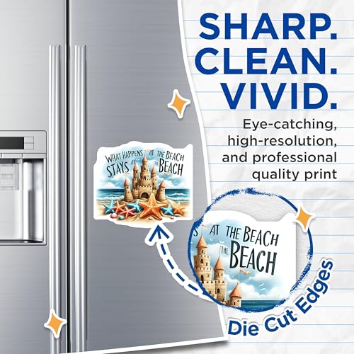(2 Pack) Beach Theme Magnets Magnets - Coastal Decor - 5" On Longest Side - Made in USA - Sticks to Refrigerators & Metal Surfaces - MAG9277