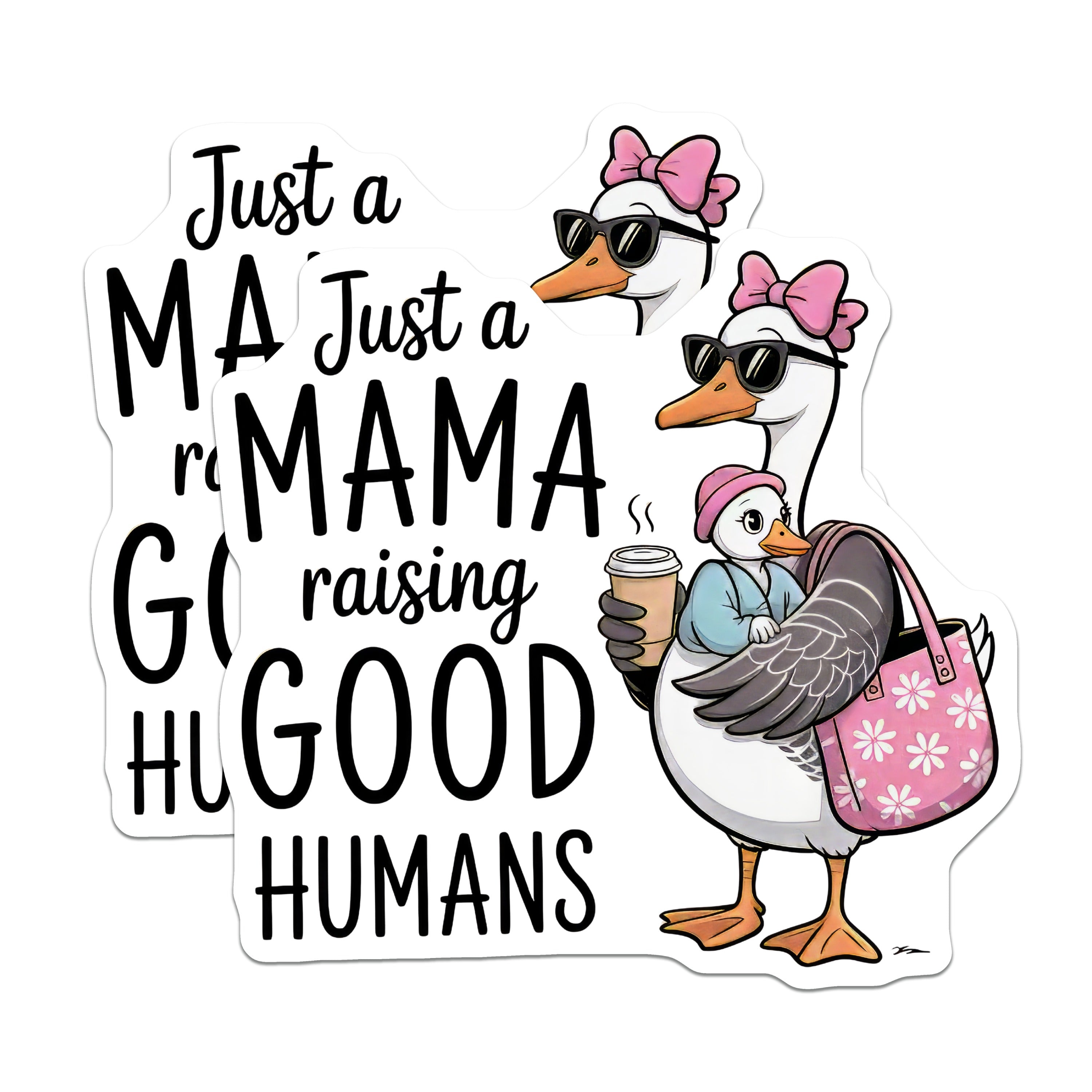 (2 Pack) Mama Raising Good Humans Magnets - Funny Mom Life Goose Decor - Motherhood Humor Fridge Accent - 5 Inches On Longest Side - Thick Durable Magnet - Made in USA - MAG36555