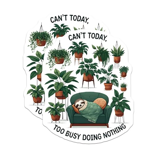 (2 Pack) Can't Today Too Busy Doing Nothing Stickers - Funny Sloth Stickers - Lazy Day Plant Lover Decal - 5" On Longest Side - Sticks to Smooth Flat Surfaces - Made in USA - BMCS3956
