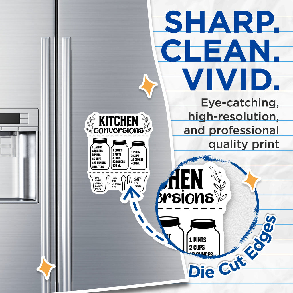 (2 Pack) Kitchen Conversion Chart Magnets - Baking Measurement Reference - Home Cook Organizer - 5 Inches On Longest Side - Thick Durable Magnet - Made in USA - MAG36925